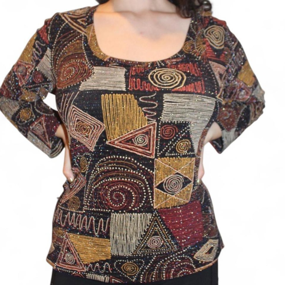 Abstract glittery top
